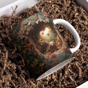 Brown Bears Fall Mug – 11oz or 15oz Sublimation Coffee Mug, For Bear Lover